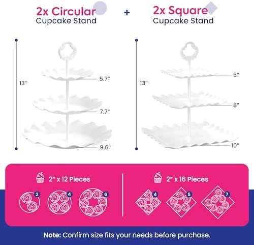 RICCLE 10Pc Dessert Table Display Set, 3 Tiered Cupcake Stand & Cake