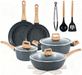 Ceramic Cookware Sets 15PCS Pots and Pans Set Non Stick (black15)