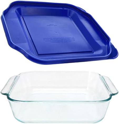 Pyrex 222 2-Qt Glass Baking Dish with Blue Lagoon Lid