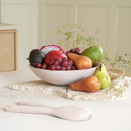 KIBAGA Extra Large Wooden Salad Bowl Set With Serving Utensils - A