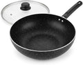 11-Inch Nonstick Flat-Bottom Wok with Glass Lid, Induction Stir-Fry and Saute Pan for Vegetables, Noodles and One-Pan Meals, Aluminum Wok for All Stovetops