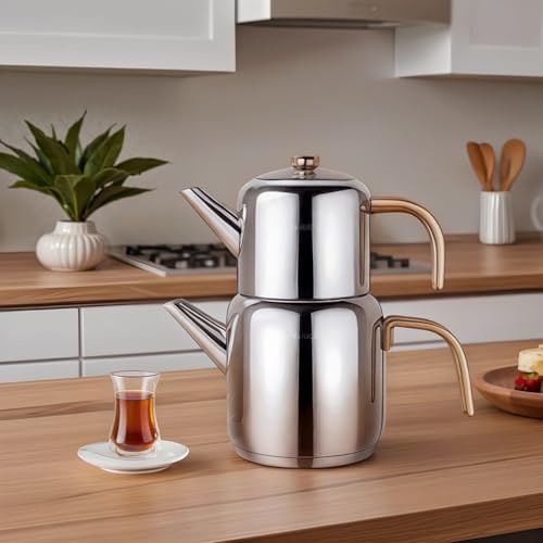Karaca New Mira Turkish Tea Set, 1L Teapot and 2L Kettle