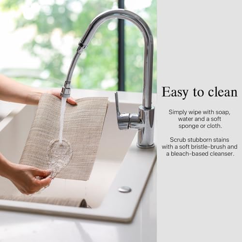 Placemats Set of 4 - Easy Clean Woven Vinyl Placemats for Dining
