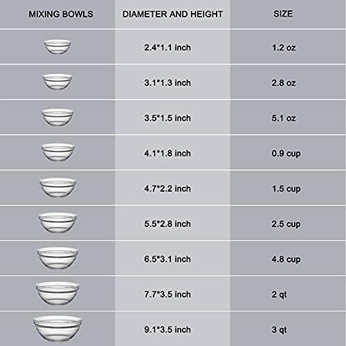 Sweejar Glass Mixing Bowls Set(set of 9),Nesting Bowls for Space