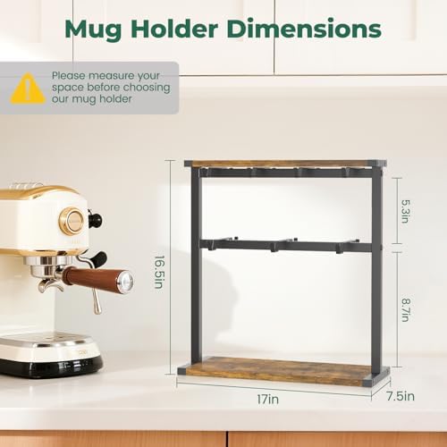 EsLuker.ly Coffee Mug Holder Cup Tree Rack for Coffee Bar Countertop