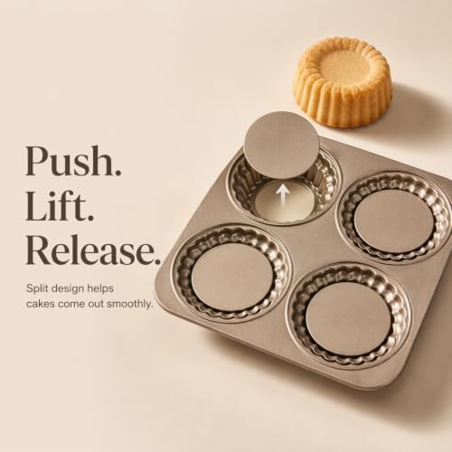 4-Cavity Fluted Tart Pan Set, Champagne Gold