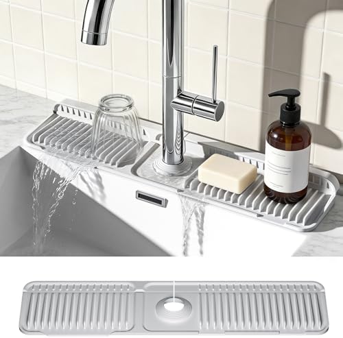 24 Inch Faucet Mat for Kitchen Sink, Silicone Splash Guard for Kitchen