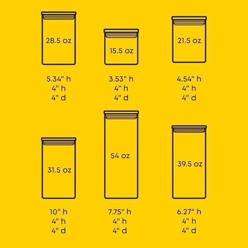 JoyJolt Borosilicate Glass Jars With Bamboo Lids. 6 Pc Set of Air