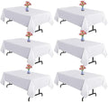6 Pack White Table Cloth Rectangle 60 x 102 Inch, Rectangle Tablecloth