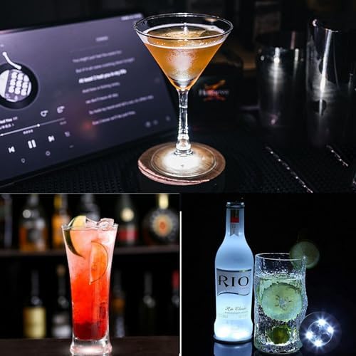 50PCS LED Light Up Drink Coasters,Multi-Color Glowing Cup Coasters