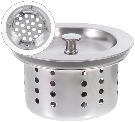 Hemoton 2 Set Kitchen Sink Drain Basket with Lid Stainless Steel Deep