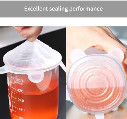 12 Pcs Silicone Stretch Lids, 6 Sizes, White
