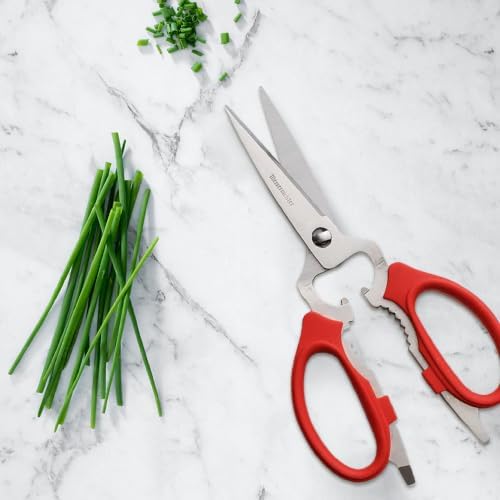 Messermeister 8-Inch Take-Apart Kitchen Scissors, Red - Includes