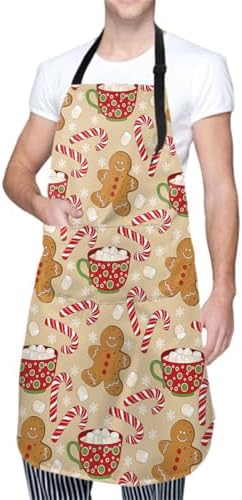 Gingerbread Kitchen Apron Water-Resistant Adjustable Cute Xmas Women