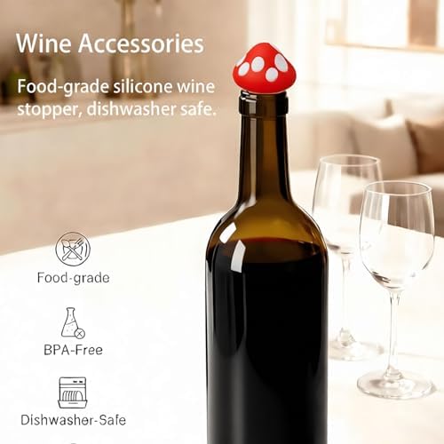 HoMaNa 6 Pack Silicone Wine Stoppers, Easy Pull Reusable Bottle Sealer