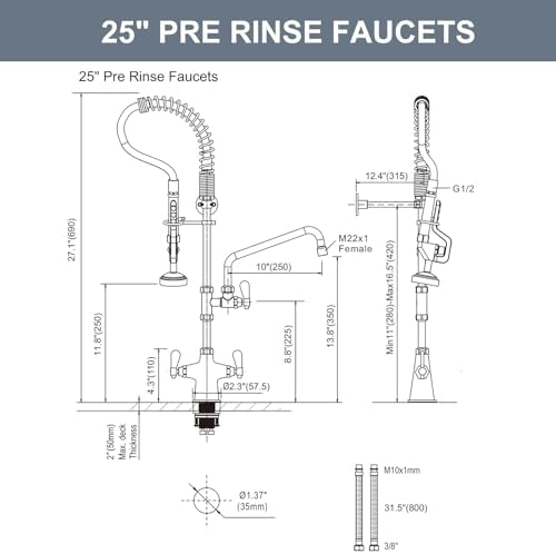 Commercial Kitchen Faucet with Pre-Rinse Sprayer