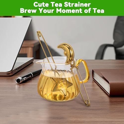 NUOBESTY 4Pcs Tea Infuser Set, Stainless Steel Star Moon Shape Tea