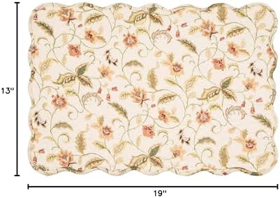Bailey Vintage Quilted 100% Cotton Set of 6 Placemats 13" x 19"