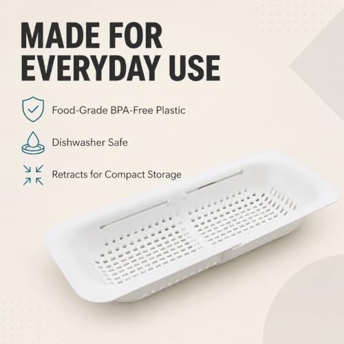 Expandable Over-the-Sink Colander Strainer Basket 14.25 to 19.5 Inch