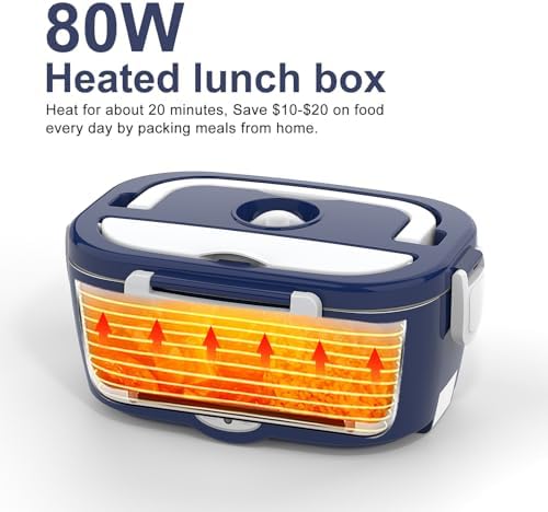 WisaKey Electric Heated Lunchbox Food Warmer, Blue