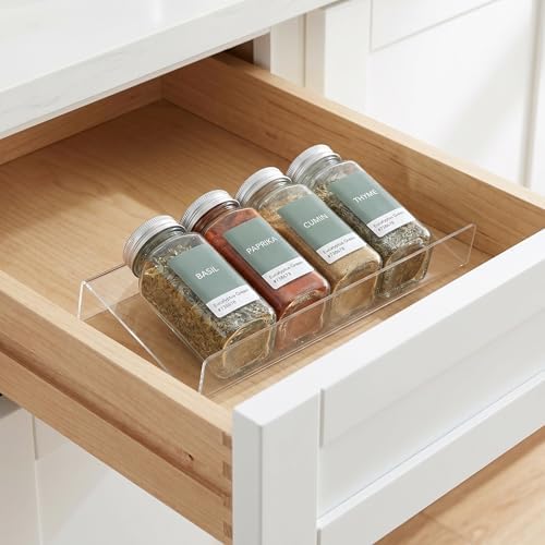 Kisangel 4pcs Expandable Acrylic Spice Rack Organizer, Tiered Tray Set
