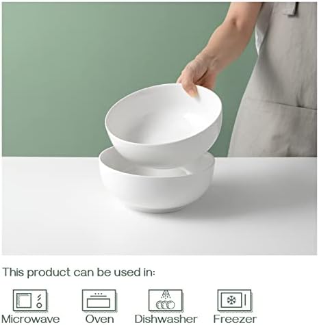 DOWAN Salad Bowls, Large Pho Bowls, 8" White Centerpiece Bowls for
