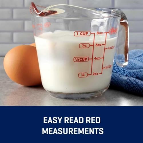 (2 Pack) 1-Cup Glass Measuring Cup, 8 Oz Tempered Glass