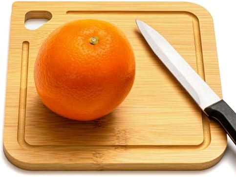 2-Pack Small Bamboo Cutting Boards with Juice Groove | 7x7 Inch Mini