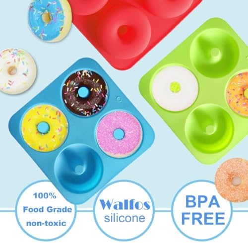 Walfos Full Size Silicone Donut Mold for Baking- 4 Inch Big Size