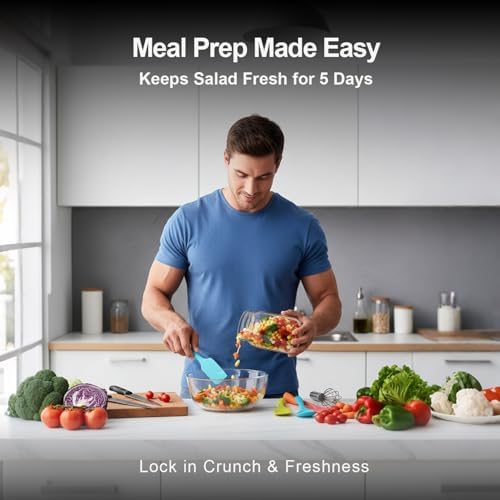 ComSaf 32 oz Glass Salad Jars with Dressing Cup 4 Pack Meal Prep Mason