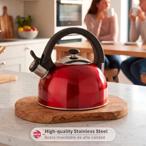 Magefesa Sabal Stainless Steel Whistling Tea Kettle, 2.1 Qt
