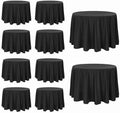 10 Pack Black Round Tablecloths, 120 Inch Stain Resistant and Wrinkle