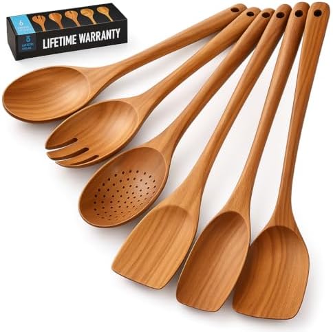 6-Piece Natural Teak Wood Cooking Utensil Set