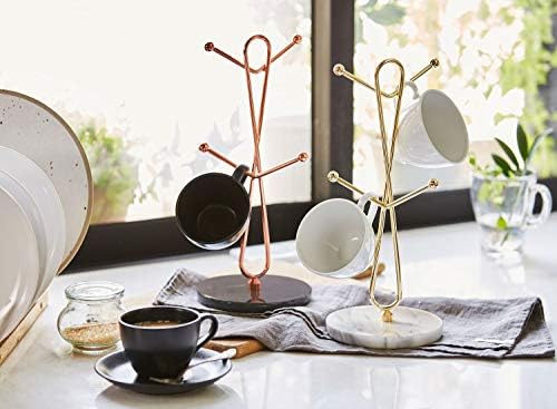 JEmarble Mug Holders with Copper Plated Standing - White Countertop