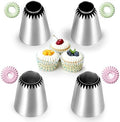 RoseFlower 4 PCS Large Piping Tips Set - Grade Stainless Steel Big