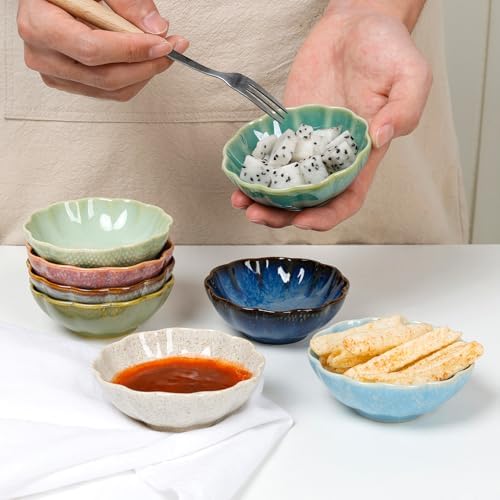 Dipping Bowls Set of 8, Ceramic Soy Sauce Dishes, 3 oz Dipping Sauce