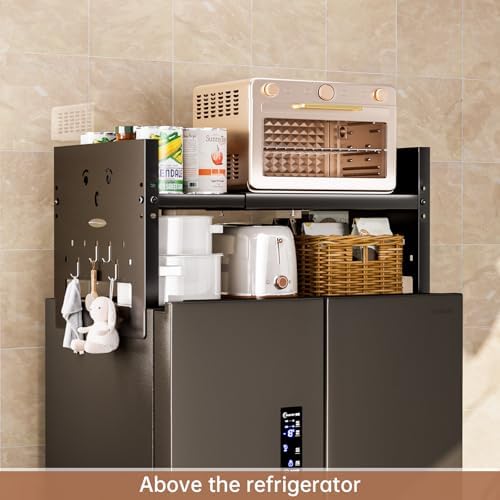 Adjustable Top Storage Shelf for Refrigerator or Washer (Black)
