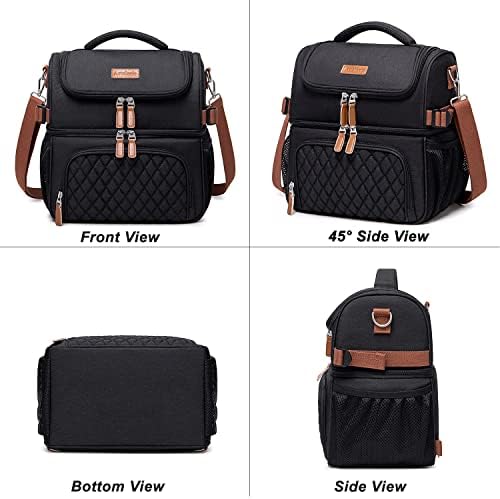 Artelaris Lunch Bag for Women, Large Double Deck Lunch Box Tote for