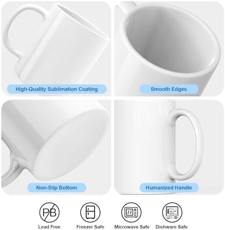 Dmsky Sublimation Coffee Mugs Tazas para Sublimar 11 oz Blank Bulk
