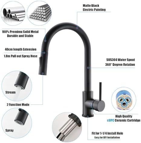 Black Kitchen Faucet HAVIN with Soap Dispenser