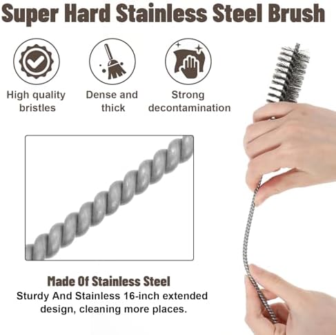 8 Pcs 11.8 Inch Pipe Cleaning Brush Set with Stainless Steel Bristles