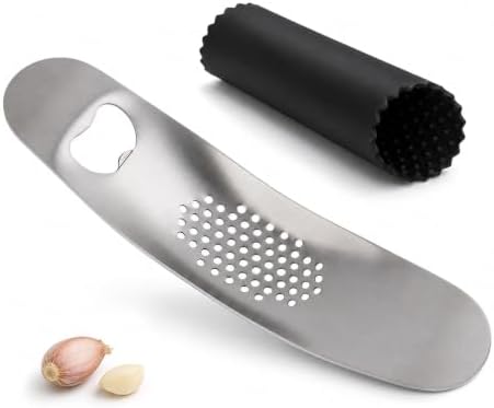 Garlic Press Rocker, Stainless Steel, with Peeler