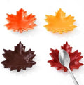 Whaline 4 Pcs Fall Mini Spoon Rest Maple Leaves Ceramic Spoon Holder
