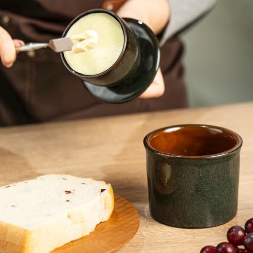 Pottery Butter crock with lid, Keeps Butter Soft & Spreadable, 6.8 oz