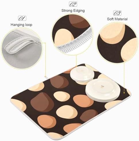OTVEE Chocolate Egg Art Dish Drying Mat for Kitchen Counter Absorbent