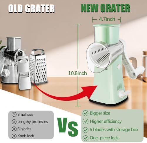 5 in 1 Rotary Cheese Grater with Handle