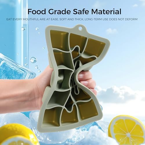 Silicone Ice Cube Trays with Lids 3-Pack (Green+Blue+Pink)