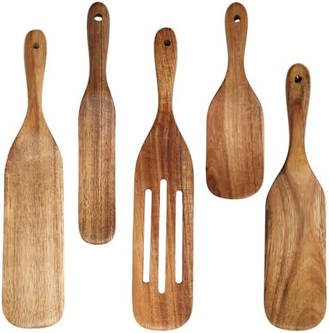 5-Piece Natural Teak Wood Spatula Set