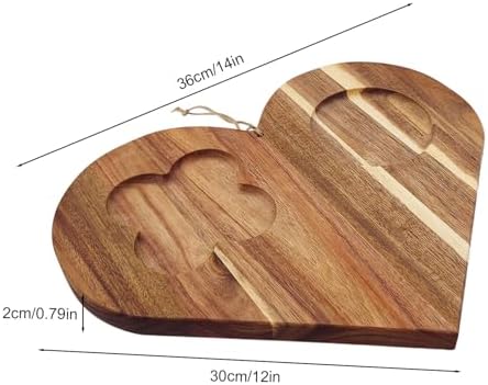 Double-Sided Acacia Wood Heart Cutting Board & Serving Tray Set - XO