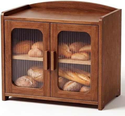 Solid Wood Bread Box, Kitchen Countertop Storage Cabinet